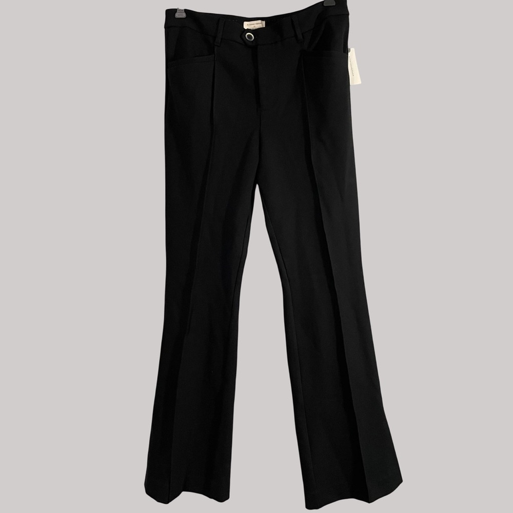 NWT Anthropologie The Essential Trouser Wide Leg Black Flare Size 10 Minimalist